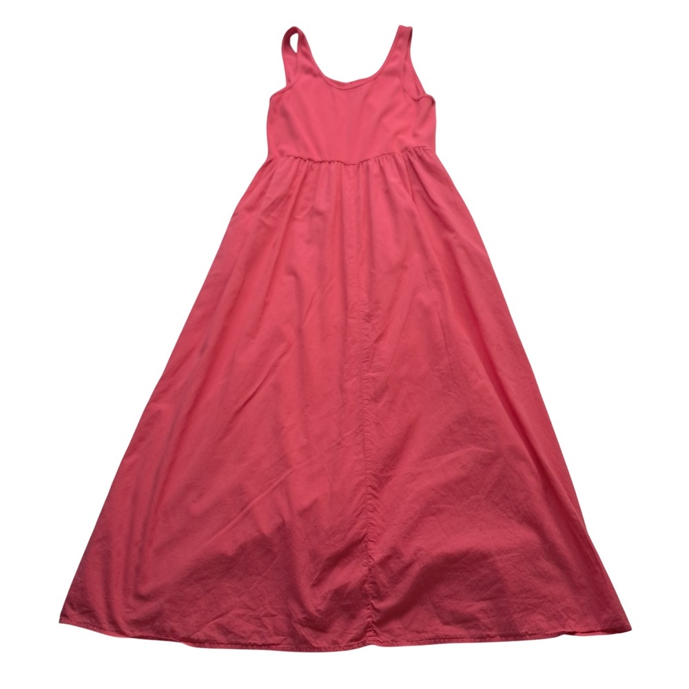 XiRENA Fenix Button Front Cotton Midi Dress Women's XL Pink Coral Pockets - Picture 2 of 11